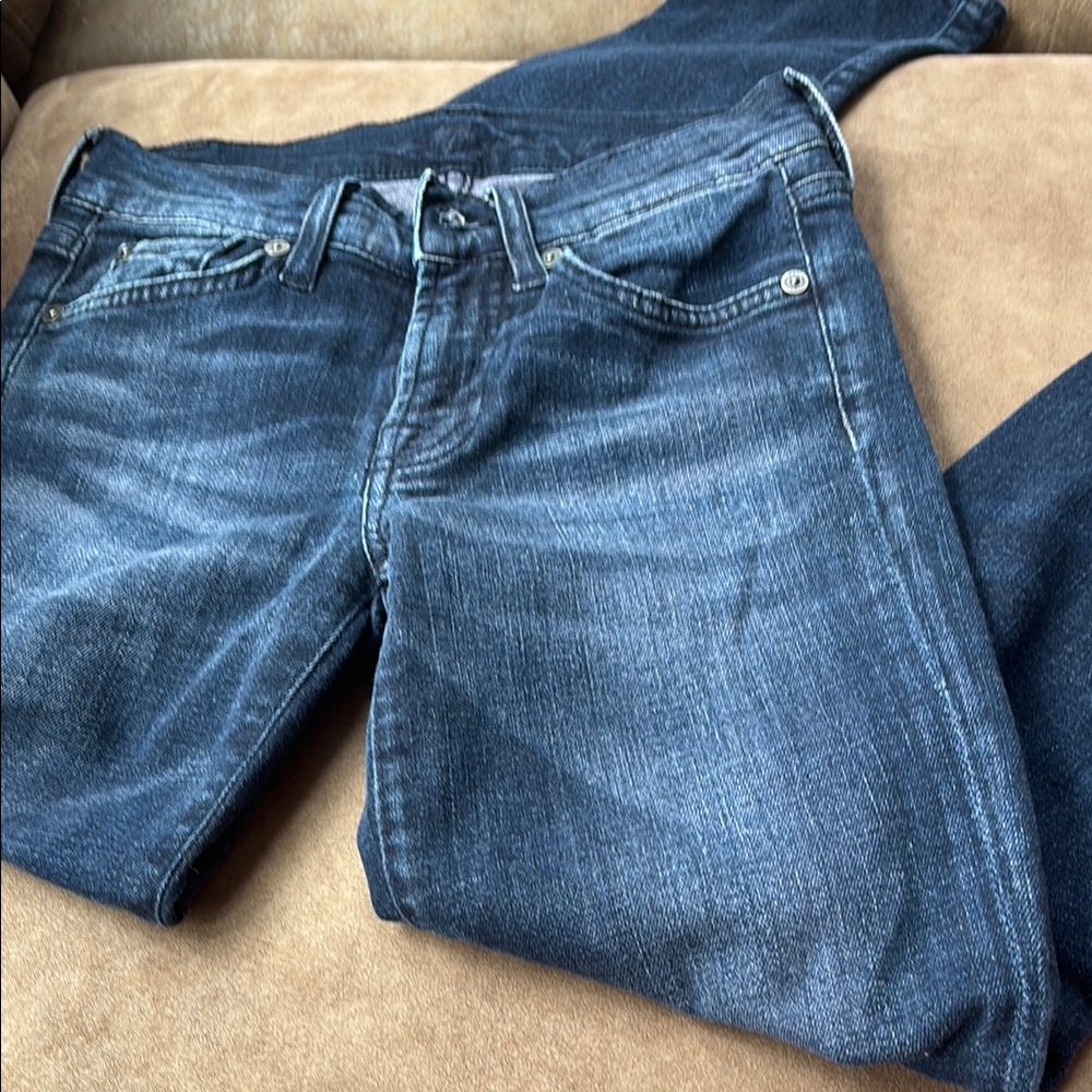 7 For All Mankind Blue Straight Leg Jeans with Classic Denim Appeal